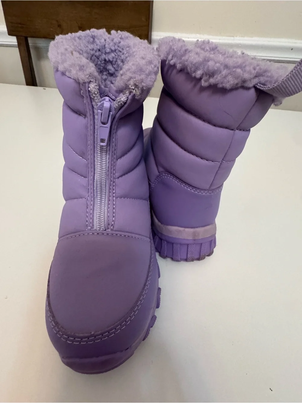 DSG Lilac Puffer Kids Winter Boots with Faux Fur Cuff